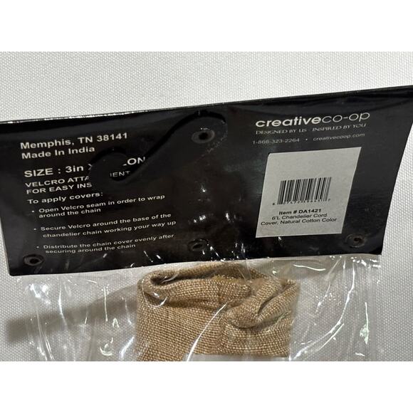 Creativeco-op CHANDELIER‎ LAMP CHAIN COVER Tan Linen look 3 X 6 FEET NIP - Picture 3 of 4